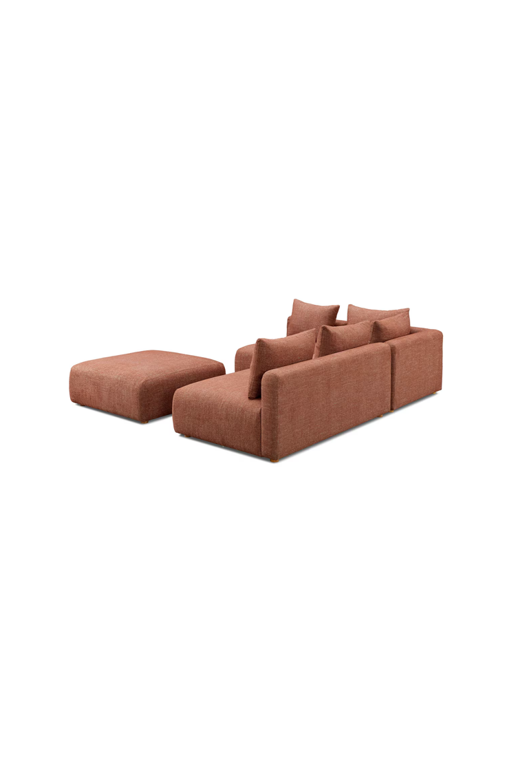Chaise sectionnelle 4 pièces en tissu Temis, rouge Sedona