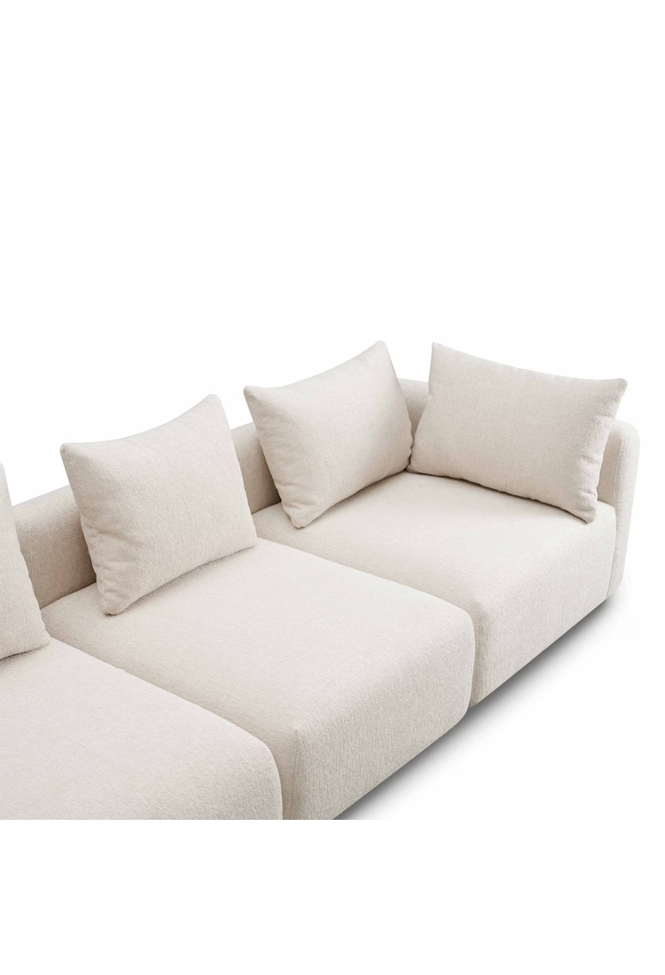 Canapé Temis en tissu texturé épais, crème