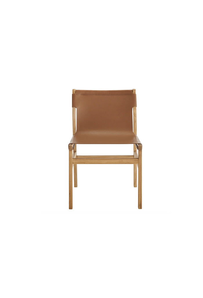 Chaise de salle à manger en cuir Sono, couleur châtain