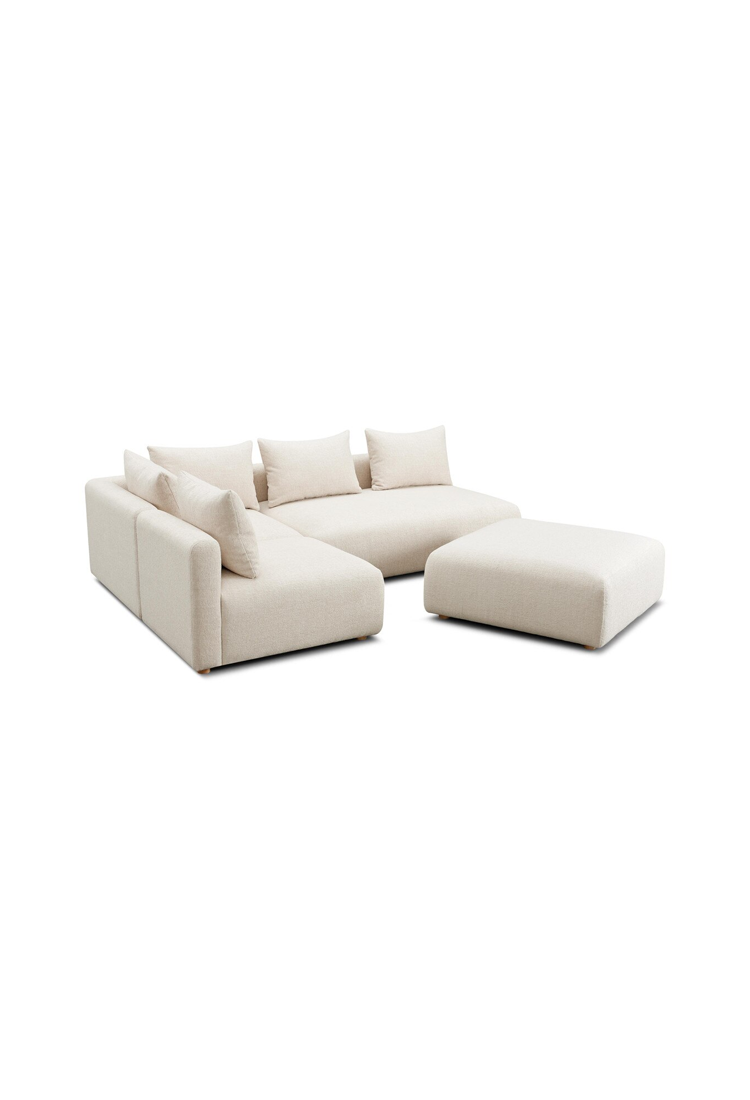 Chaise sectionnelle Temis 4 pièces en tissu texturé épais, couleur crème