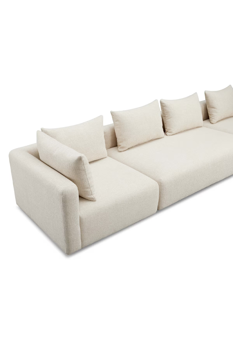 Canapé long Temis en tissu texturé épais 145, crème
