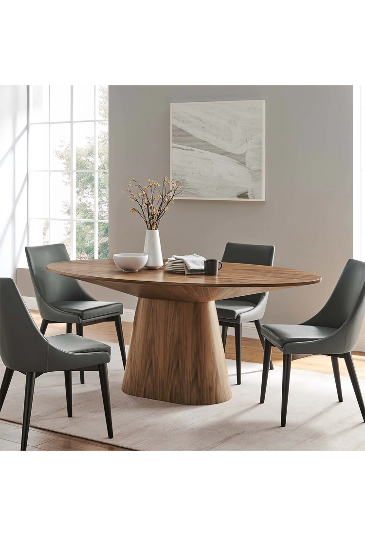 Table à manger ronde Quillon 75, noyer
