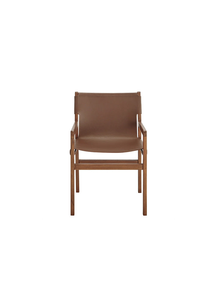 Chaise de salle à manger en cuir Sono marron muscade