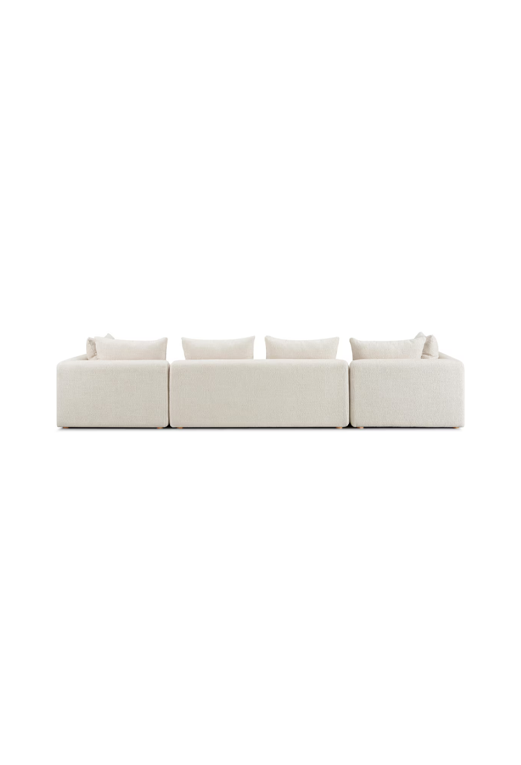 Canapé long Temis en tissu texturé épais 145, crème