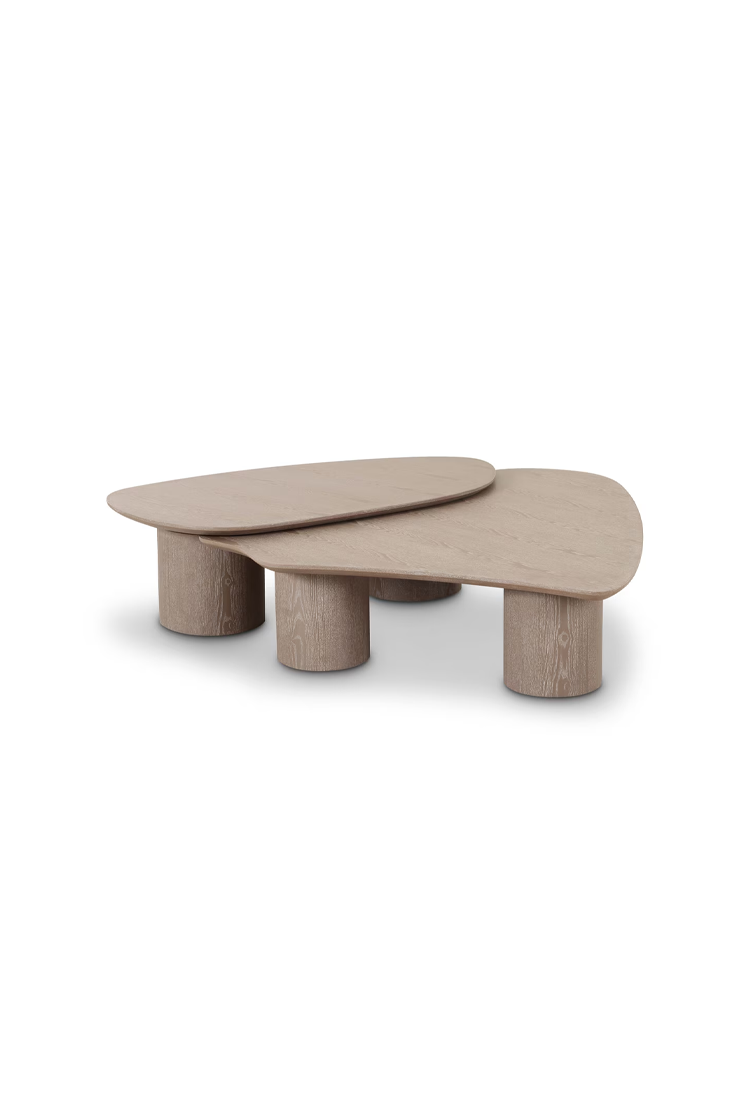 Ensemble de table basse en frêne lavé Zephyros
