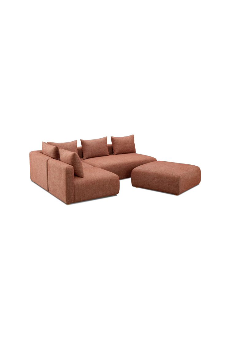 Chaise sectionnelle 4 pièces en tissu Temis, rouge Sedona