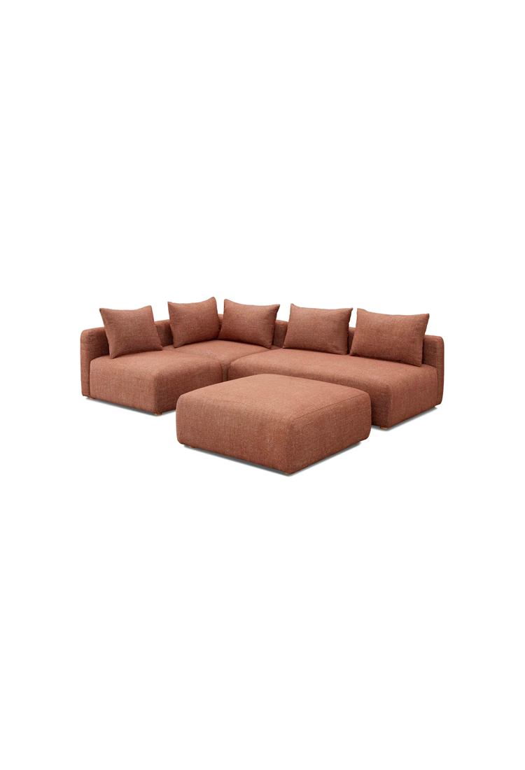 Chaise sectionnelle 4 pièces en tissu Temis, rouge Sedona
