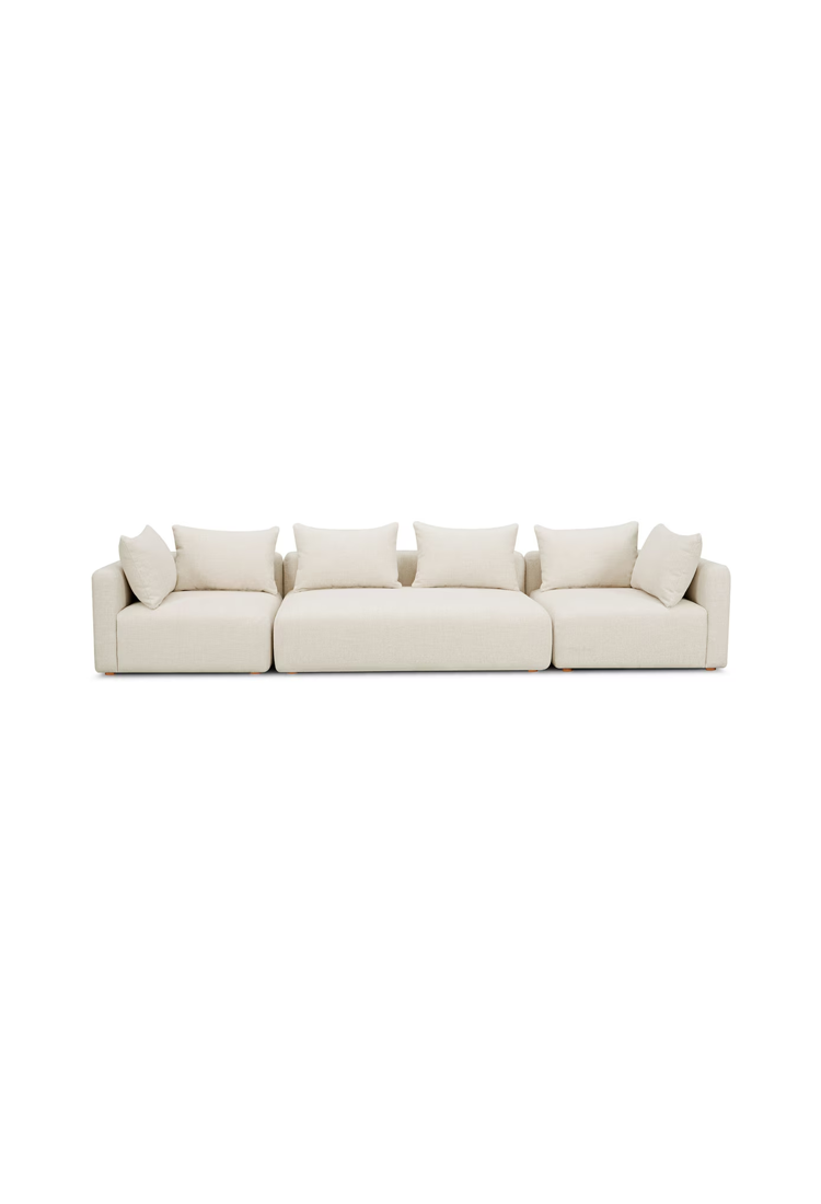 Canapé long Temis en tissu texturé épais 145, crème