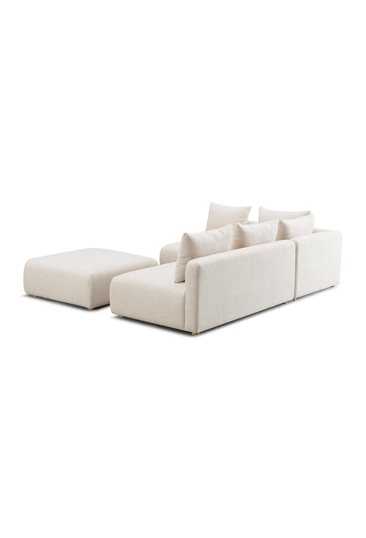 Chaise sectionnelle Temis 4 pièces en tissu texturé épais, couleur crème