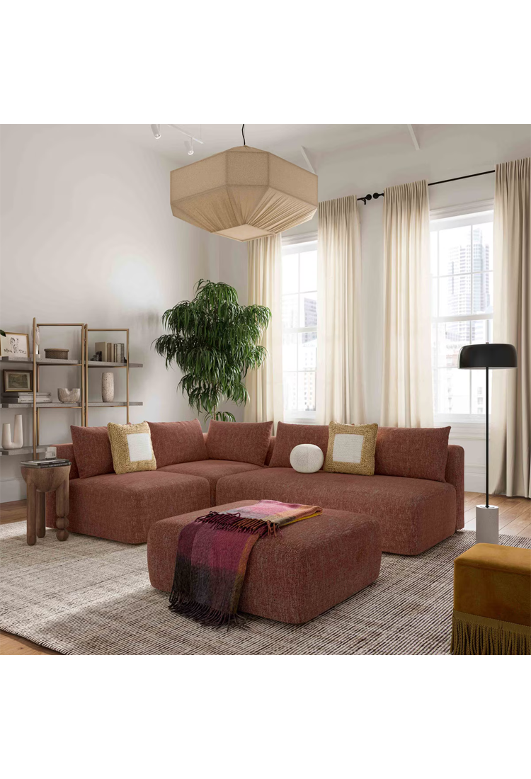 Chaise sectionnelle 4 pièces en tissu Temis, rouge Sedona