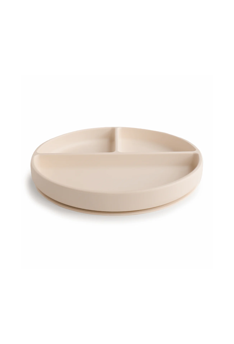 Assiette à ventouse en silicone Mushie, sable mouvant