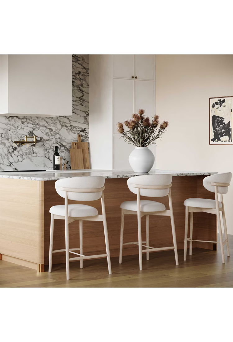 Tabouret de comptoir en velours Temisca