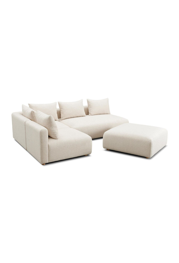 Chaise sectionnelle Temis 4 pièces en tissu texturé épais, couleur crème