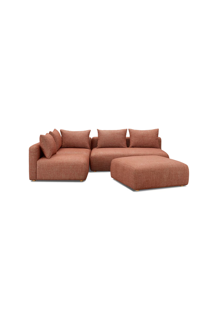 Chaise sectionnelle 4 pièces en tissu Temis, rouge Sedona