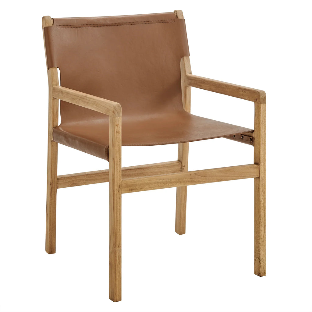 Chaise de salle à manger en cuir Sono couleur châtain