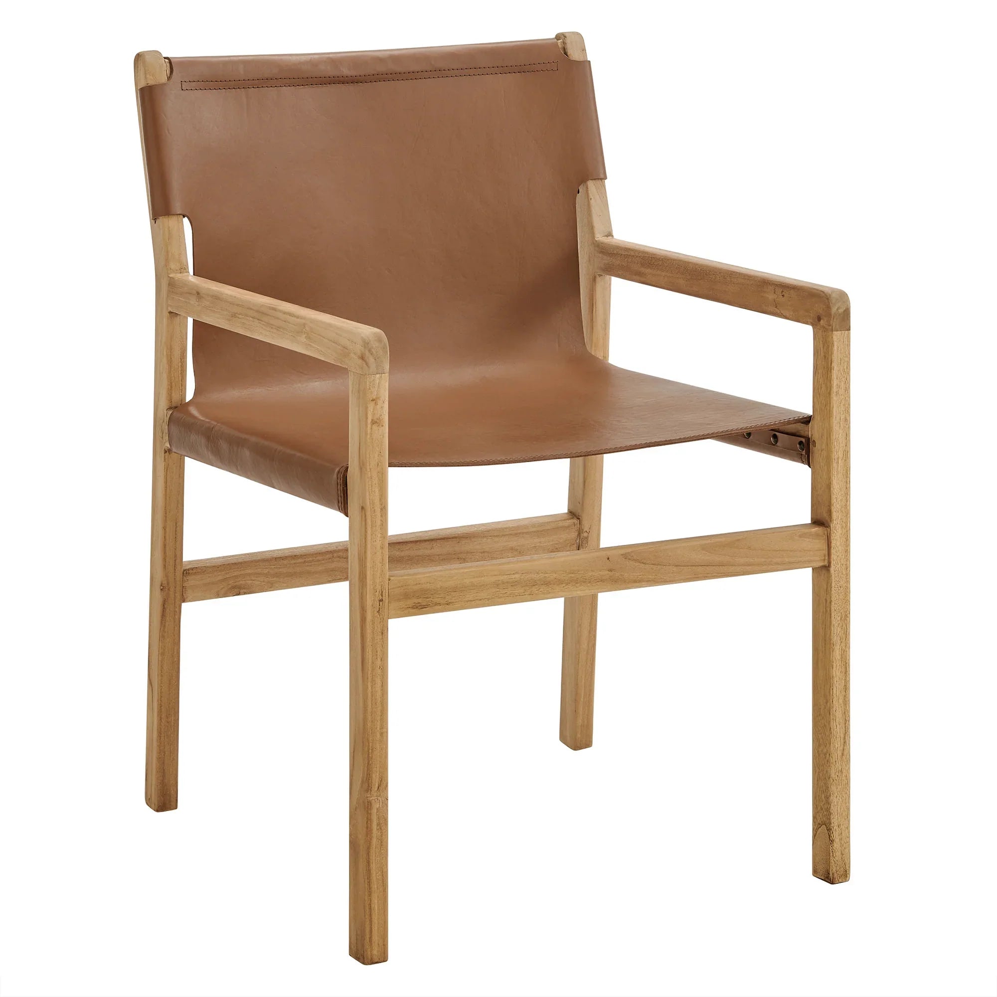 Chaise de salle à manger en cuir Sono couleur châtain