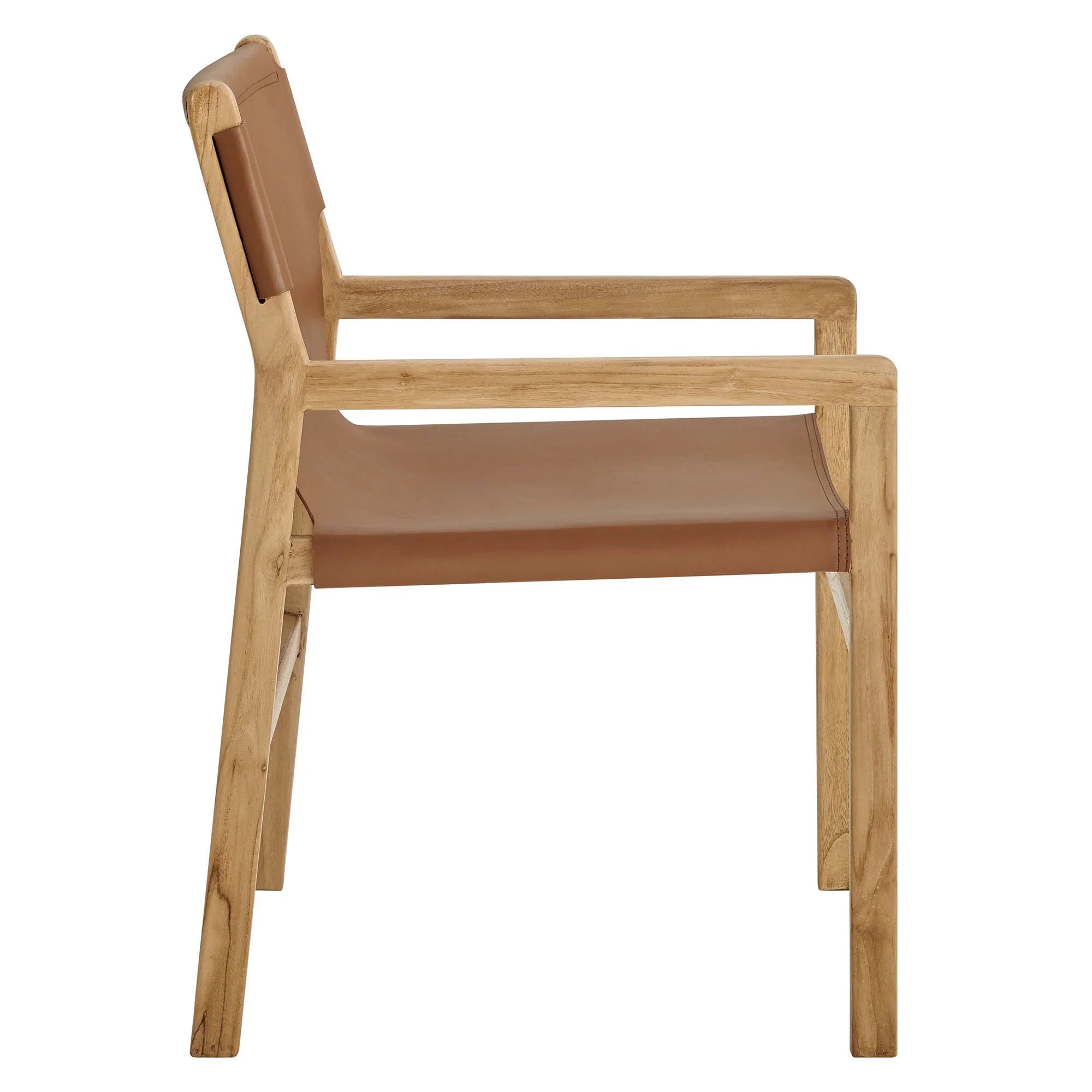 Chaise de salle à manger en cuir Sono couleur châtain