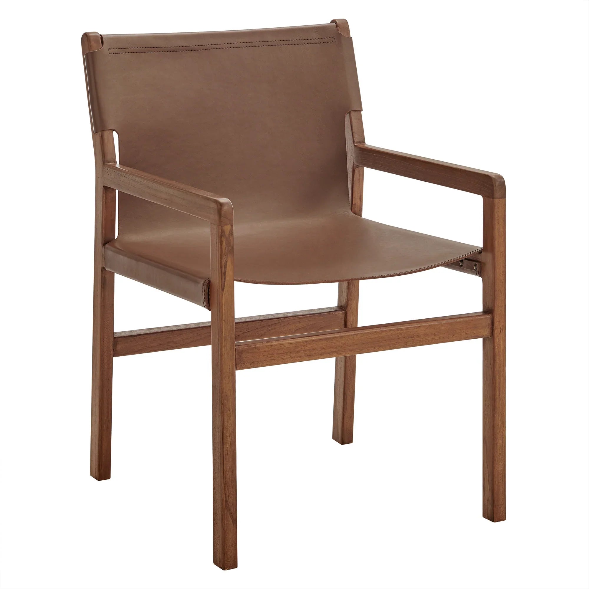 Chaise de salle à manger en cuir Sono marron muscade