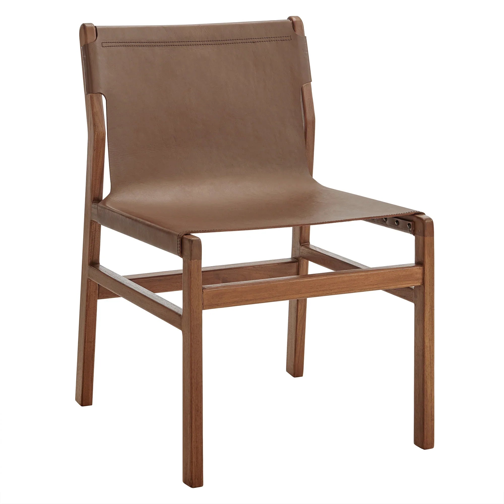 Chaise de salle à manger en cuir Sono, couleur marron muscade