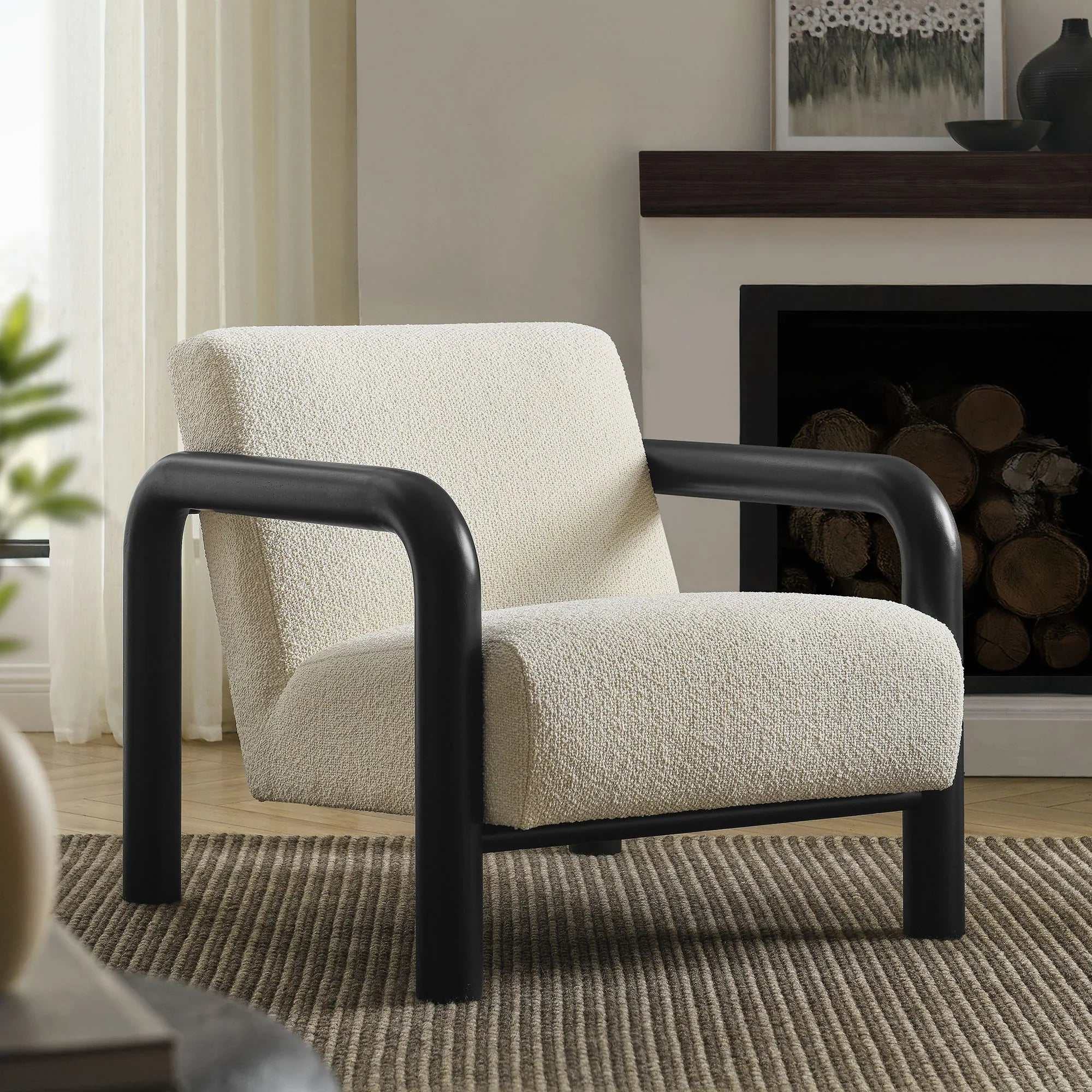Fauteuil d'appoint Serene Boucle en noir crème