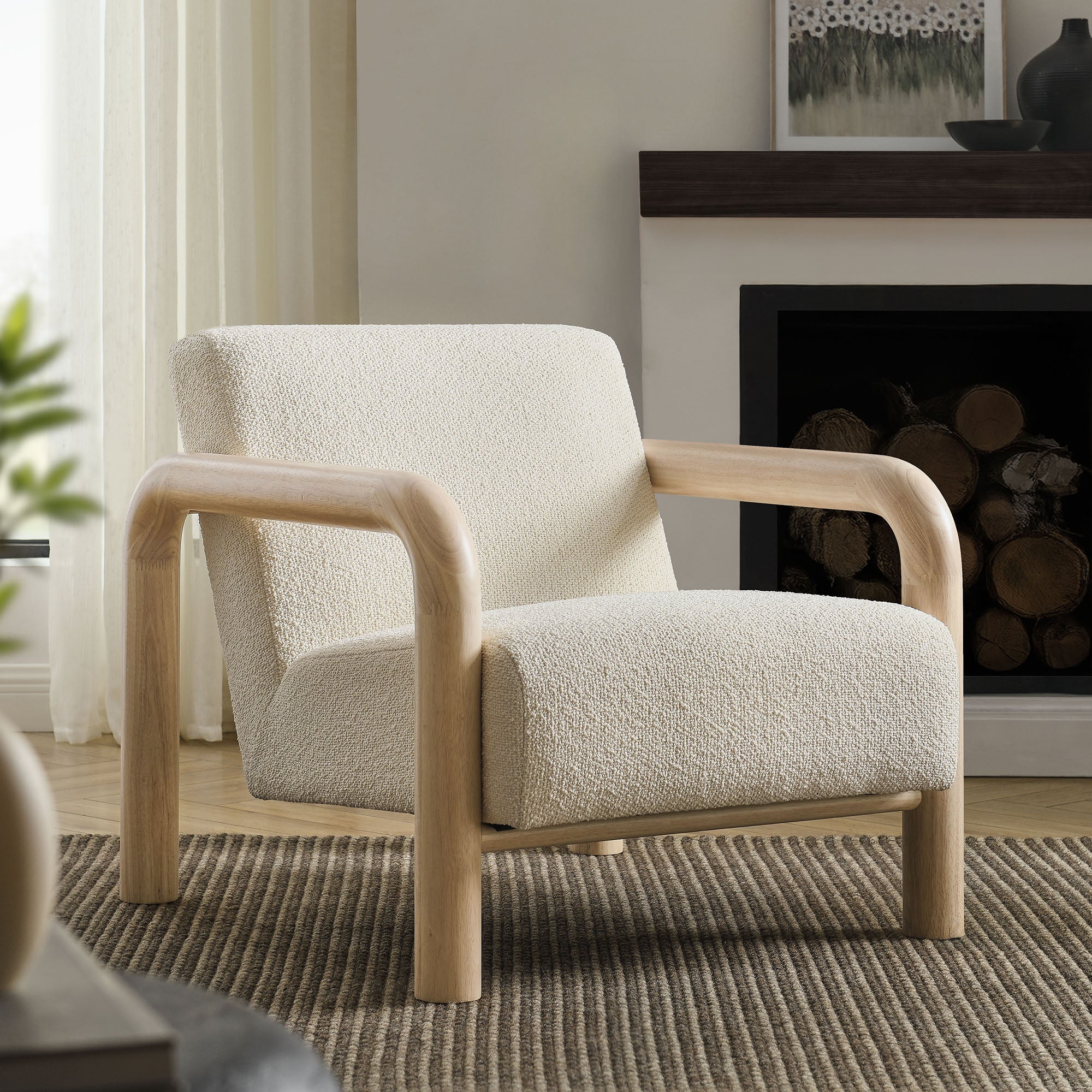 Fauteuil d'appoint Serene Boucle en chêne crème
