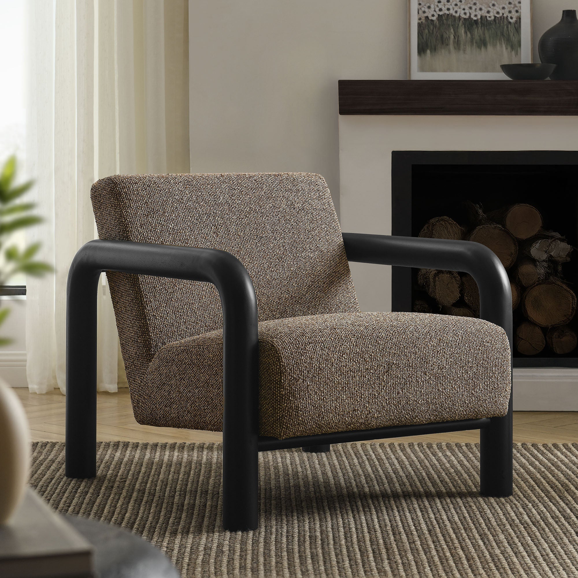 Fauteuil d'appoint Serene Boucle en noir terre