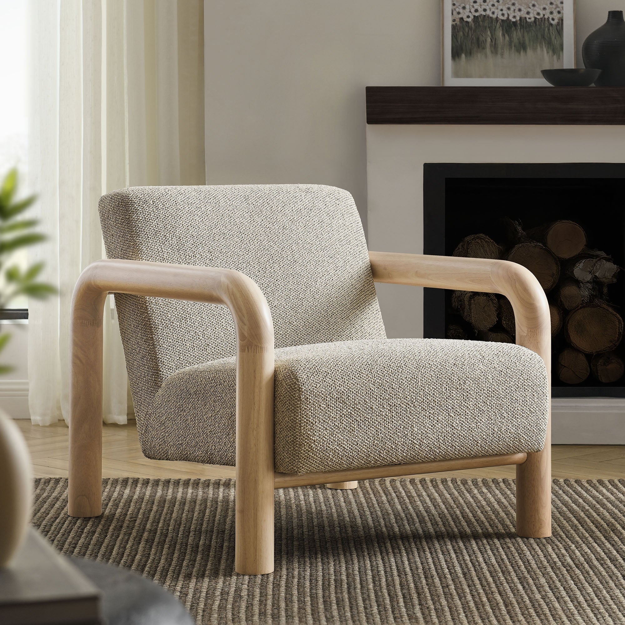 Fauteuil d'appoint Serene Boucle en chêne marbré