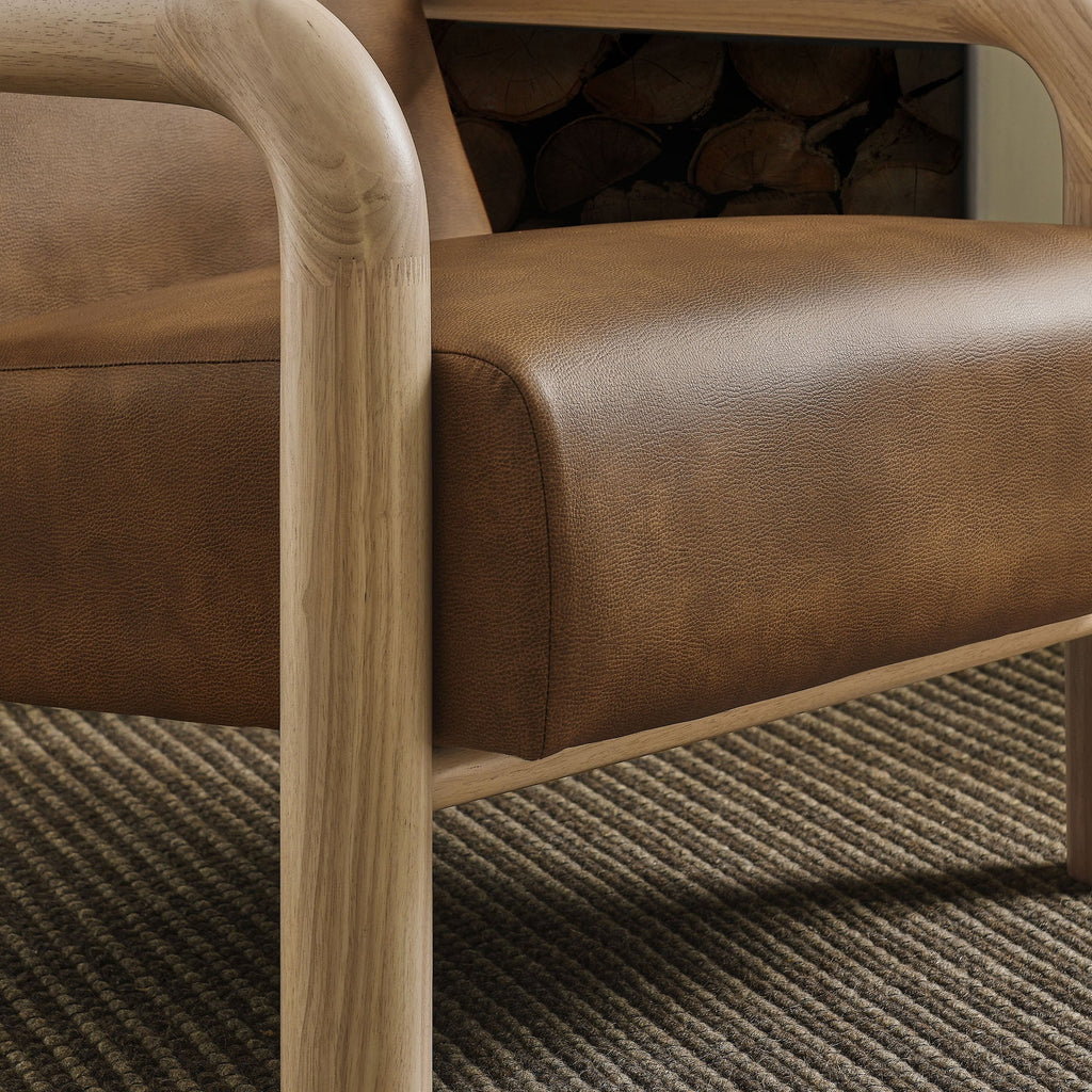 Fauteuil d'appoint Serene en cuir vegan, chêne Canyon