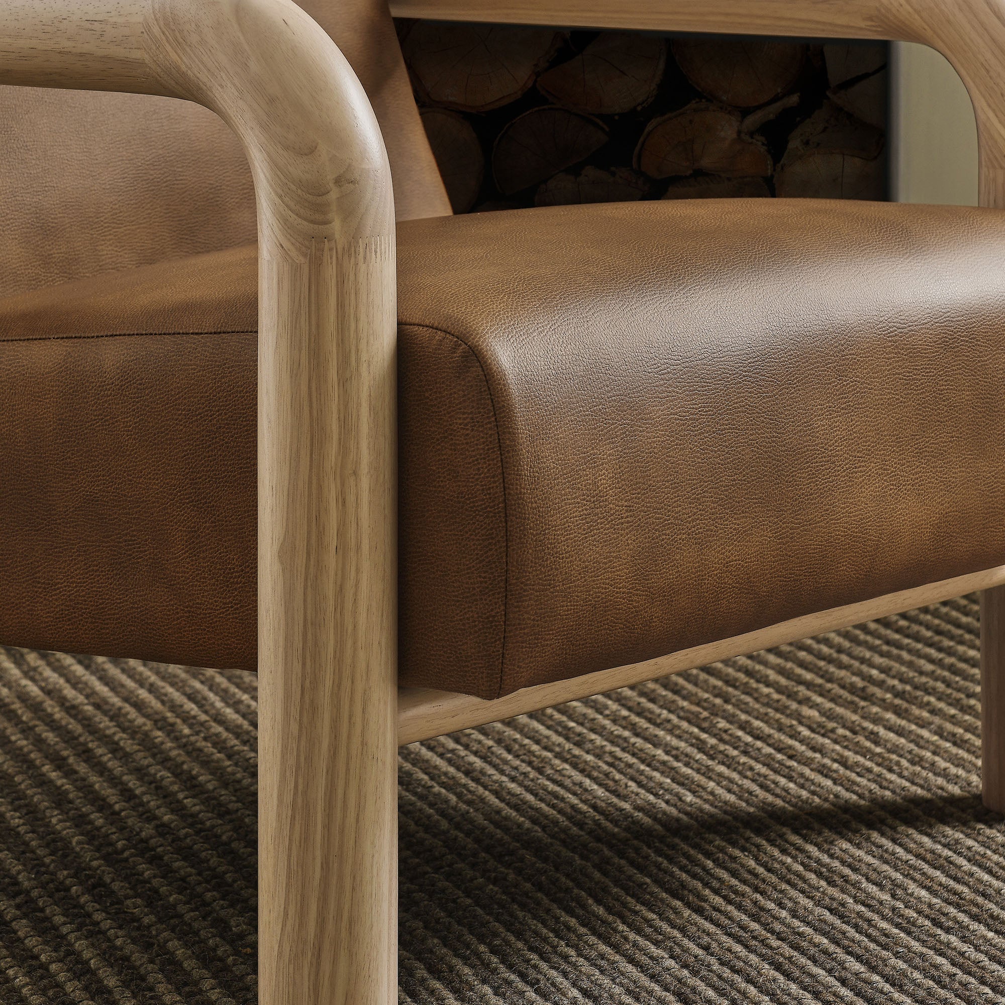 Fauteuil d'appoint Serene en cuir vegan, chêne Canyon