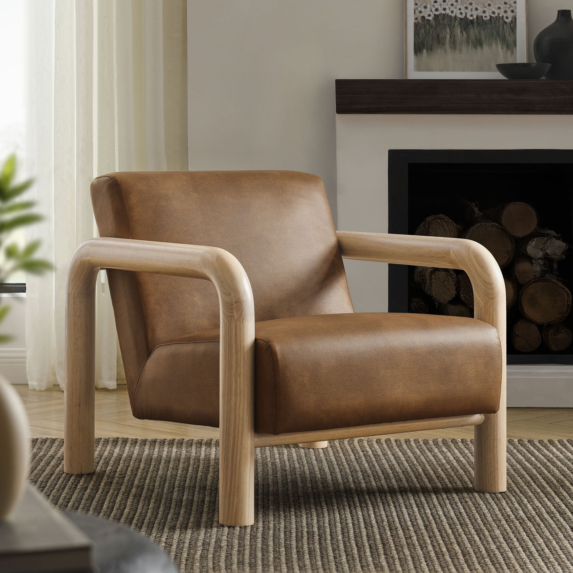 Fauteuil d'appoint Serene en cuir vegan, chêne Canyon