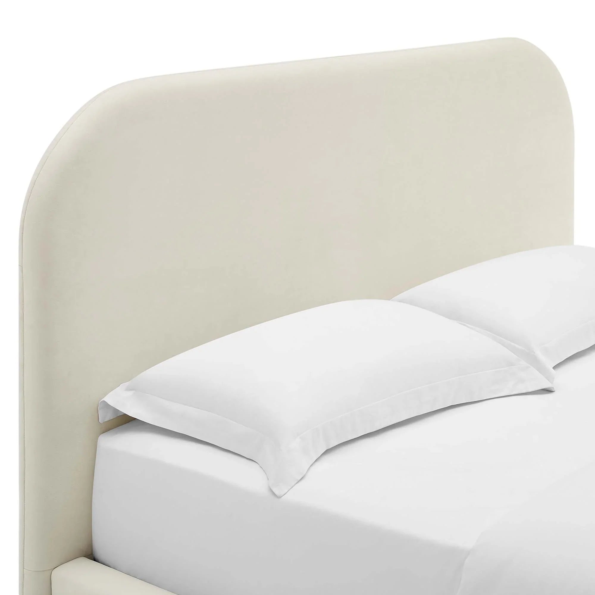 Lit double en velours Heather, couleur crème
