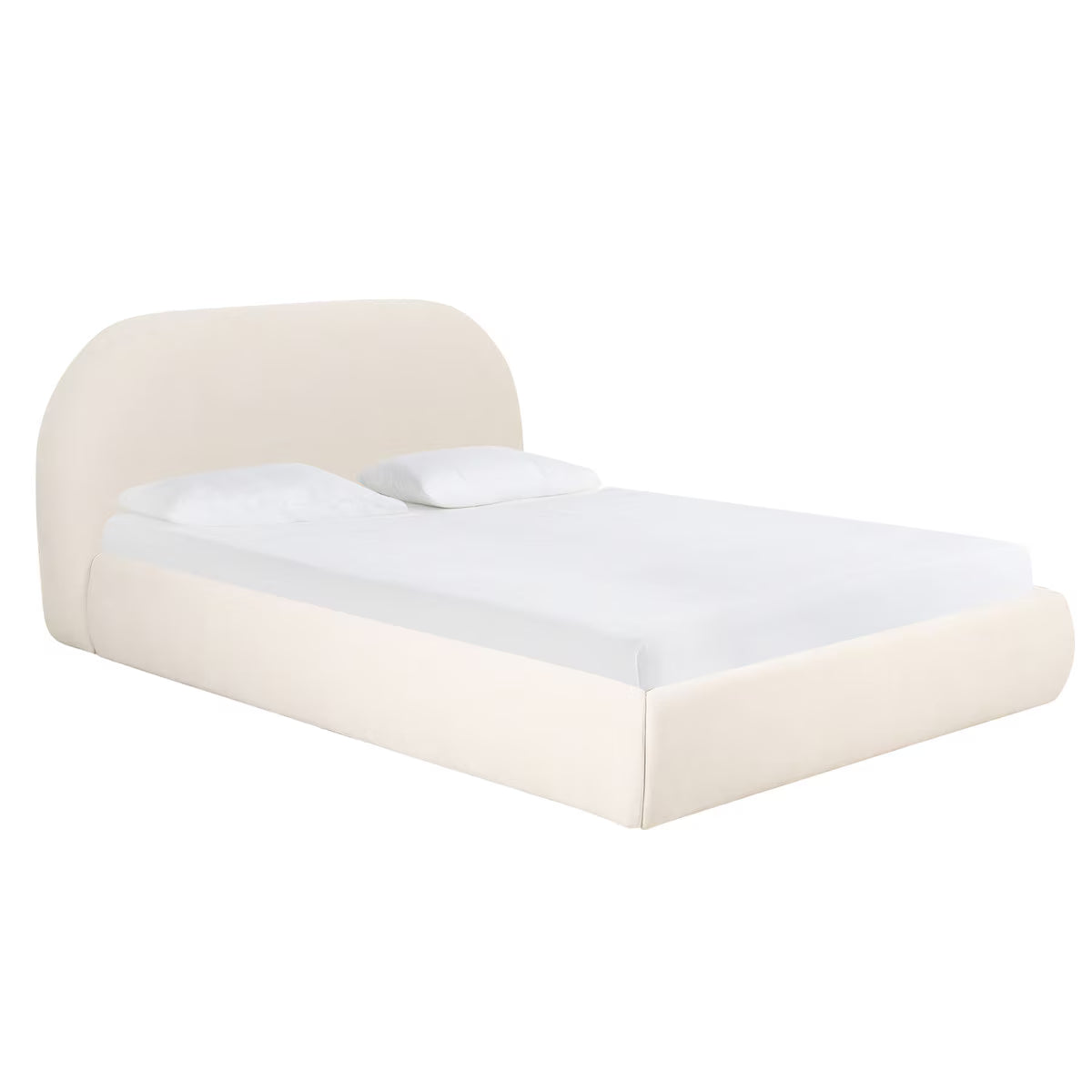 Lit Queen en velours texturé crème Barry