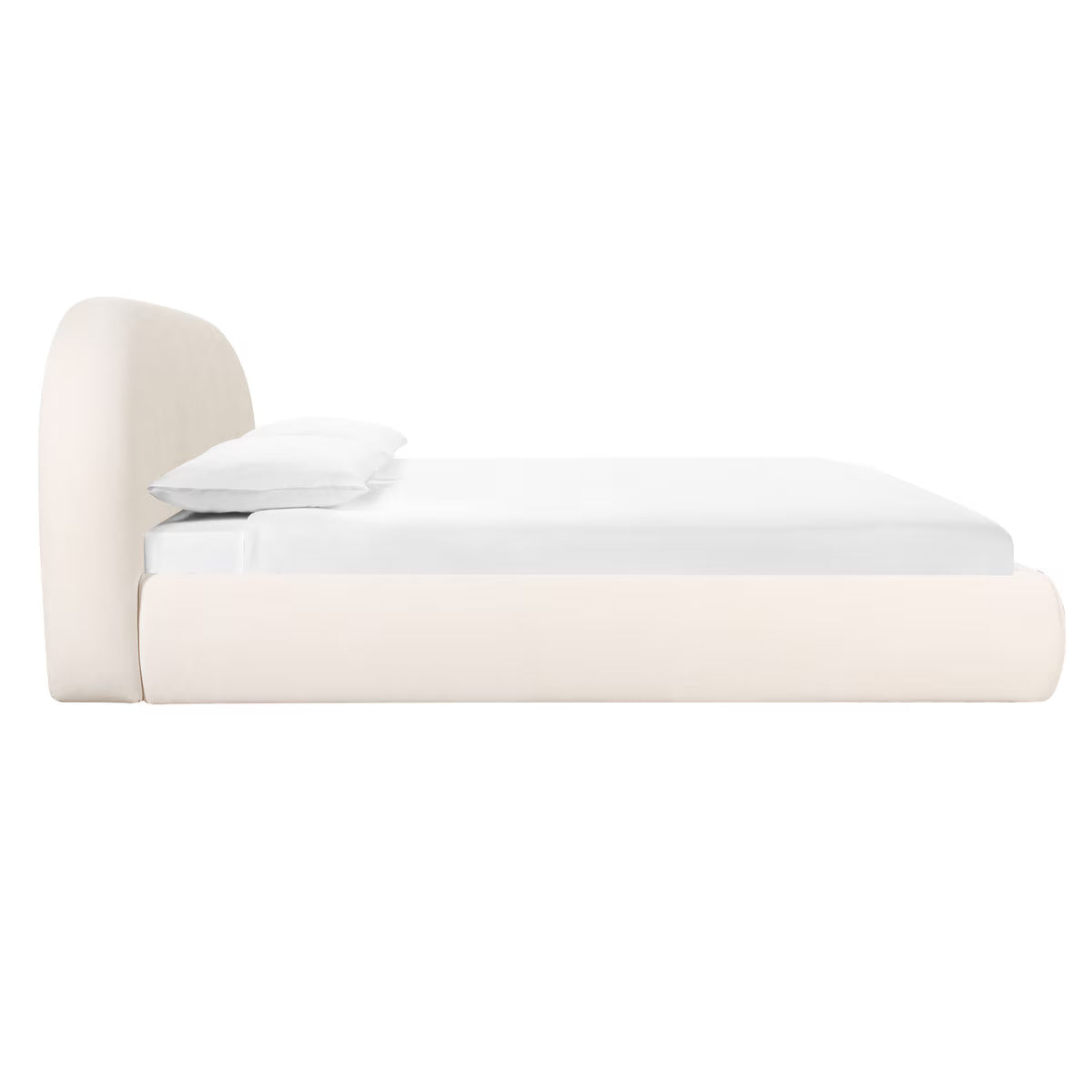 Lit king size en velours texturé crème Barry