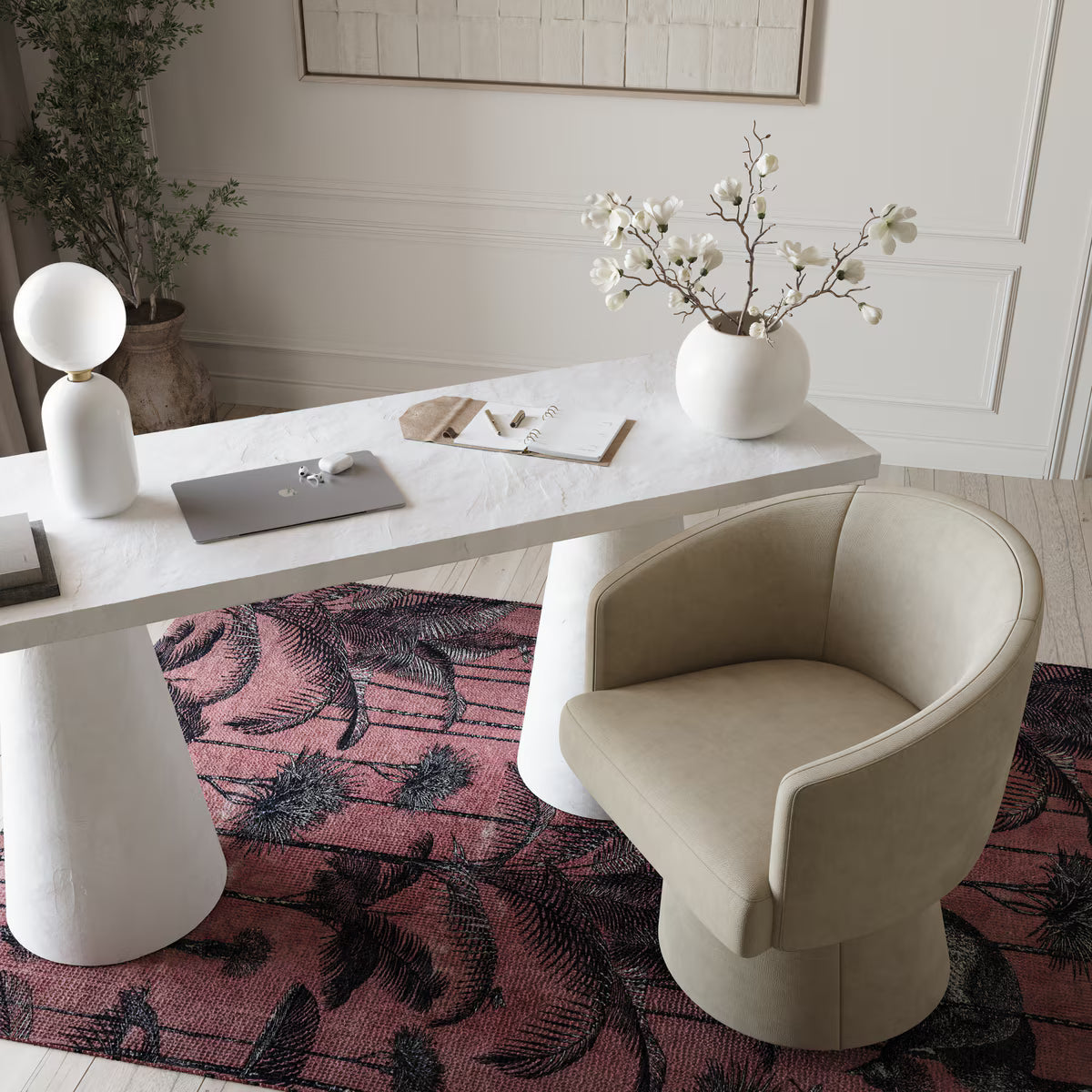 Chaise de bureau roulante Christine Taupe