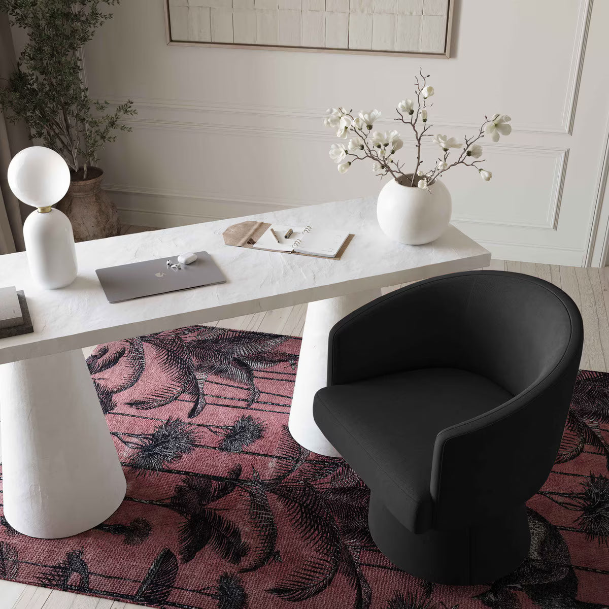 Chaise de bureau à roulettes Christine noire