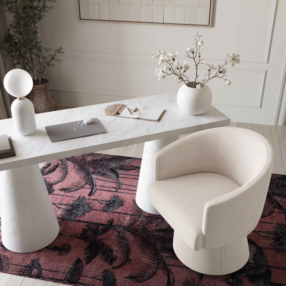 Chaise de bureau roulante Christine Crème