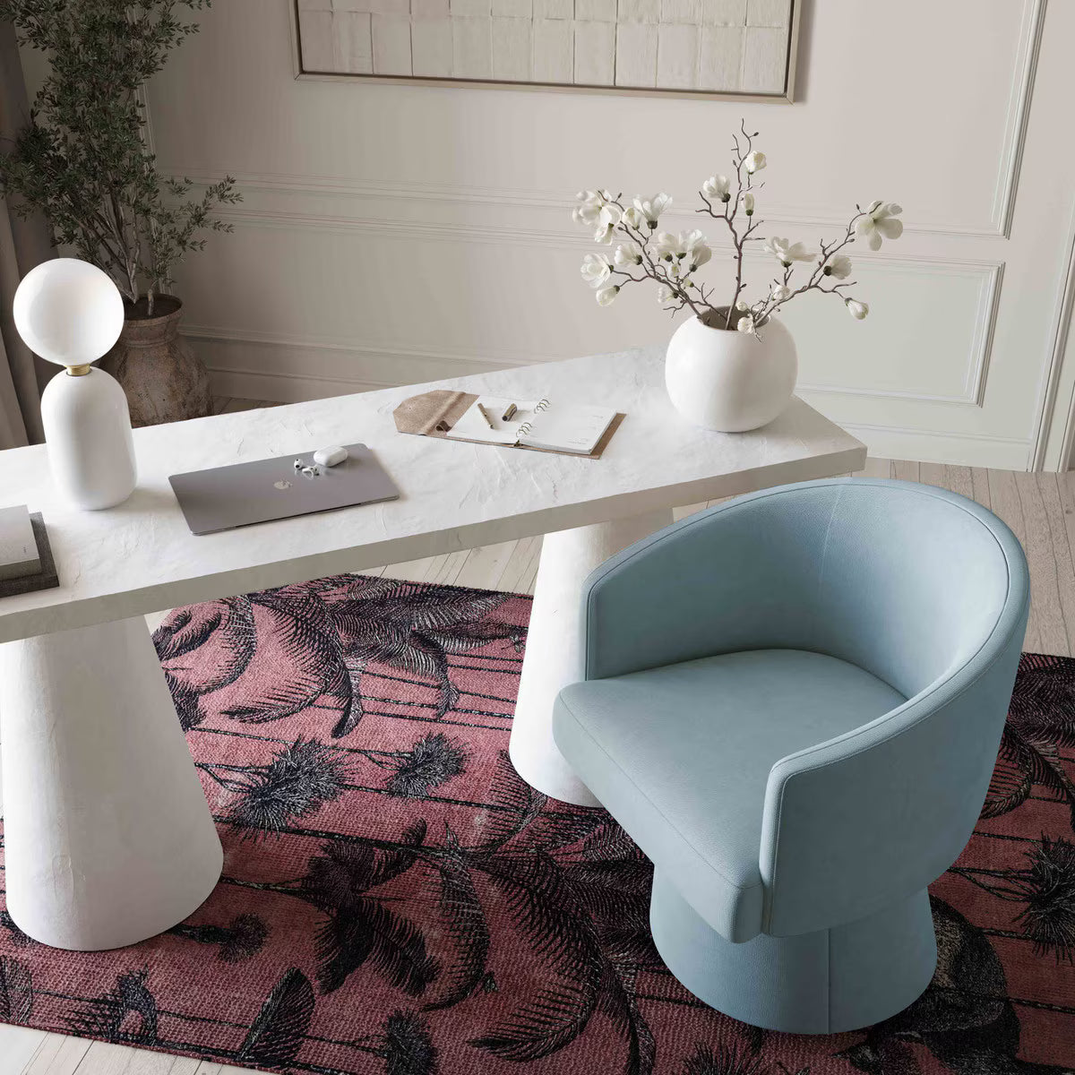 Chaise de bureau roulante Christine bleu délavé