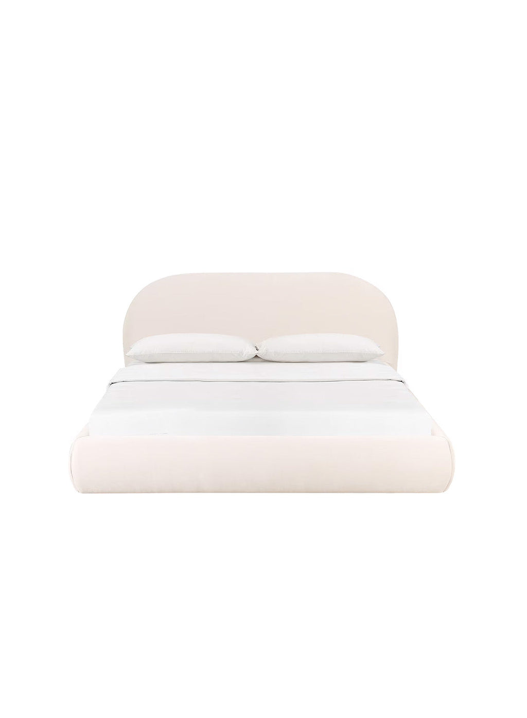 Lit king size en velours texturé crème Barry
