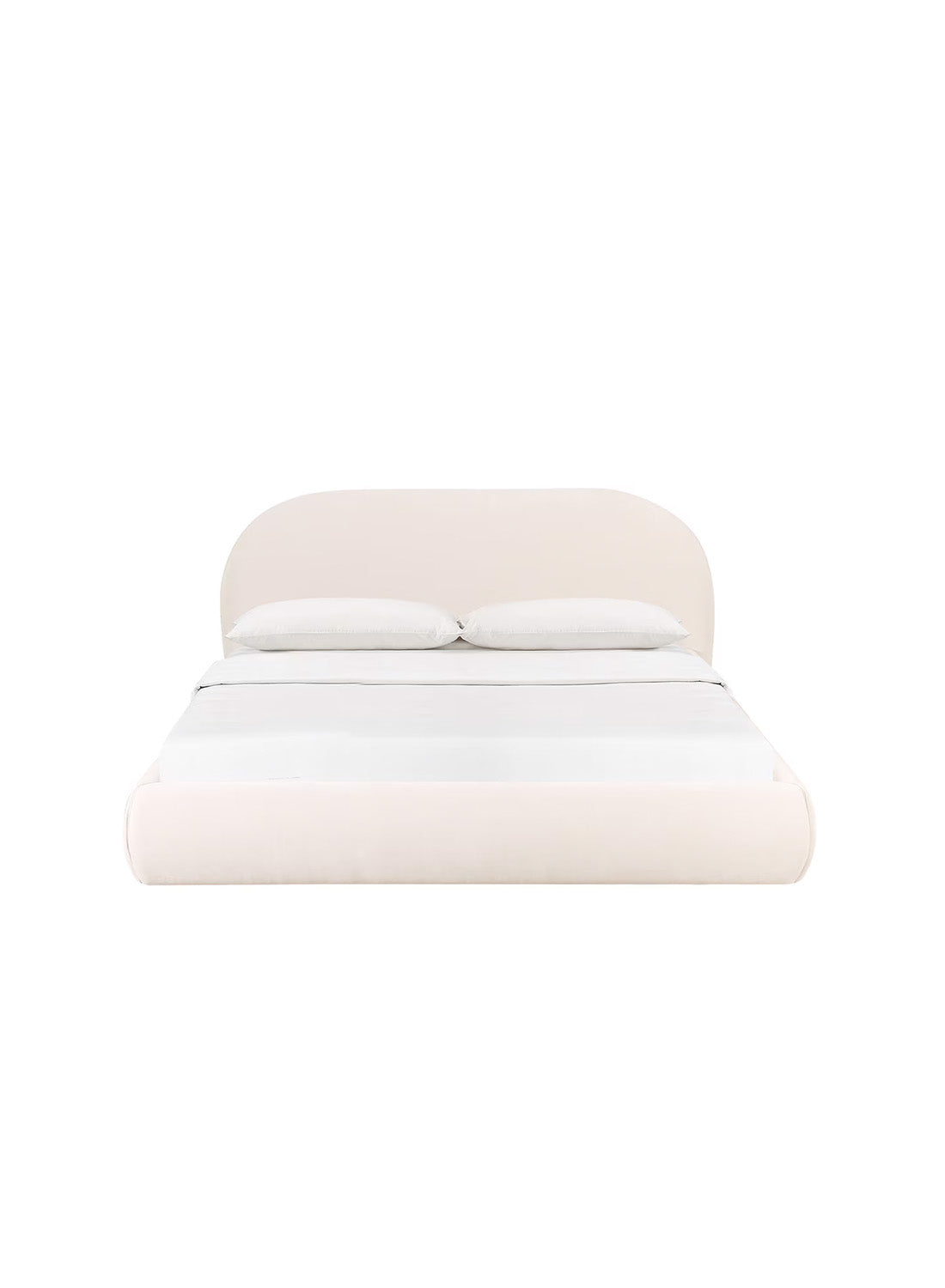 Lit king size en velours texturé crème Barry