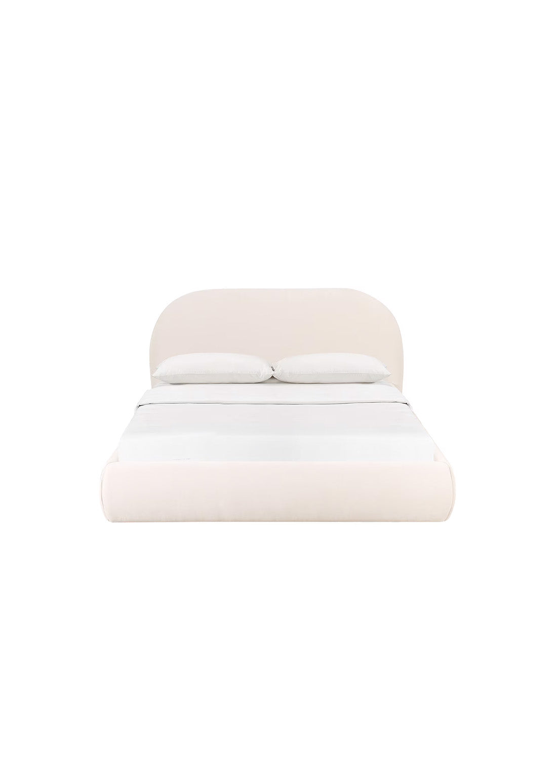 Lit Queen en velours texturé crème Barry
